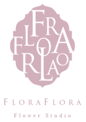 ピンクのお花専門フラワースタジオフローラフローラロゴ